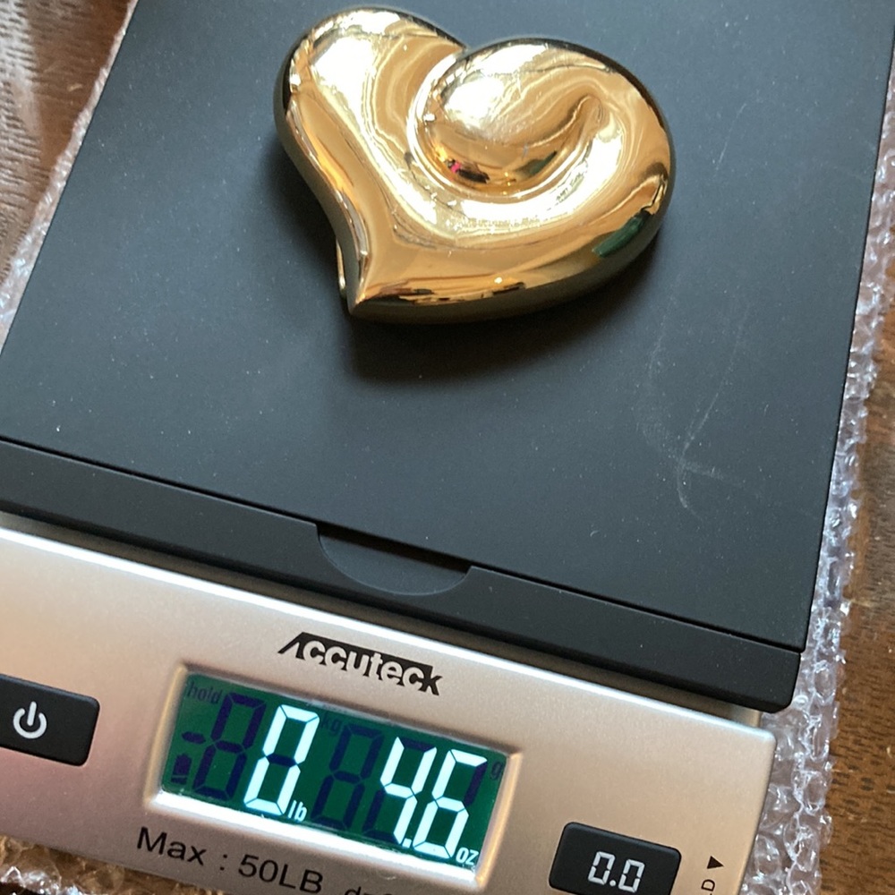 Puffy Heart belt buckle in gold color brass - Picture 10 of 14